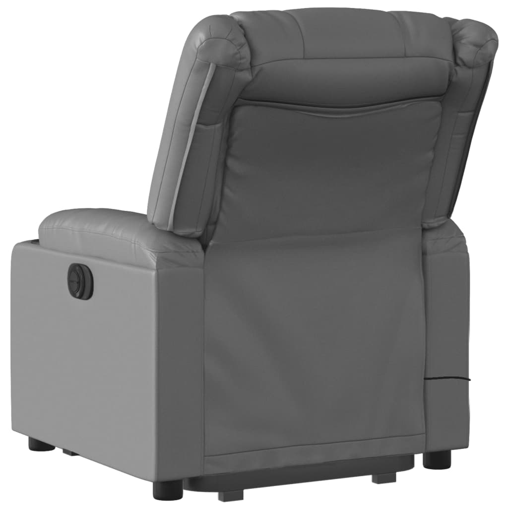 Stand up Massage Recliner Chair Gray Faux Leather