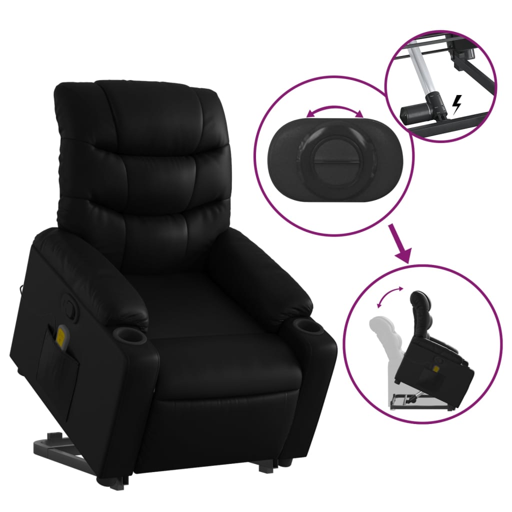 Stand up Massage Recliner Chair Black Faux Leather