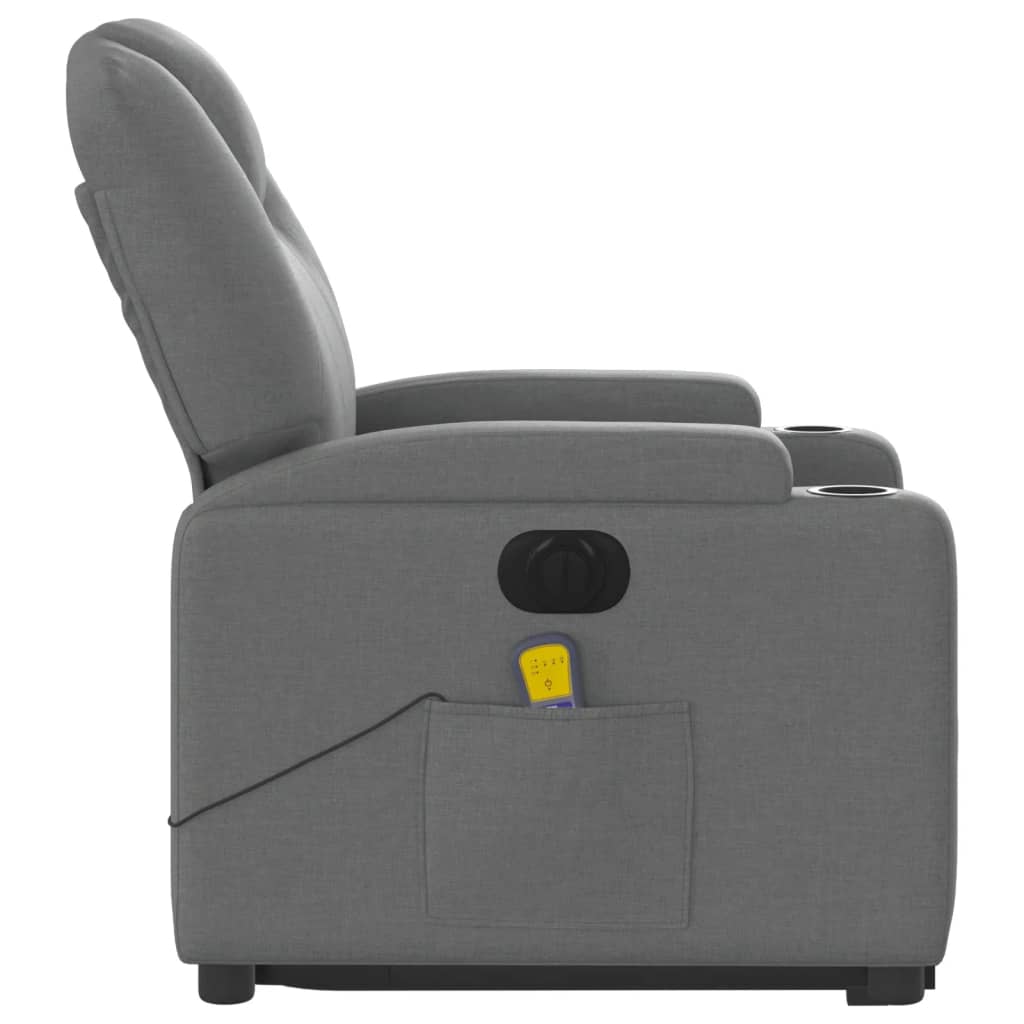 Electric Stand up Massage Recliner Chair Dark Gray Fabric