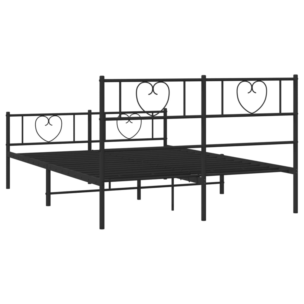 Metal Bed Frame without Mattress with Footboard Black 59.1"x78.7"