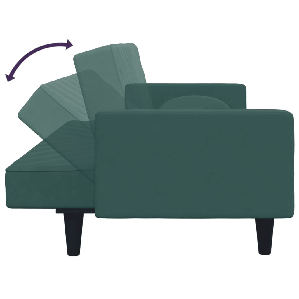 2 Piece Sofa Set with Pillows Dark Green Velvet