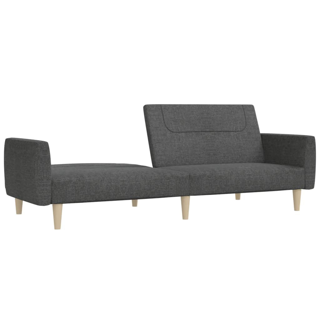 2-Seater Sofa Bed Dark Gray Fabric