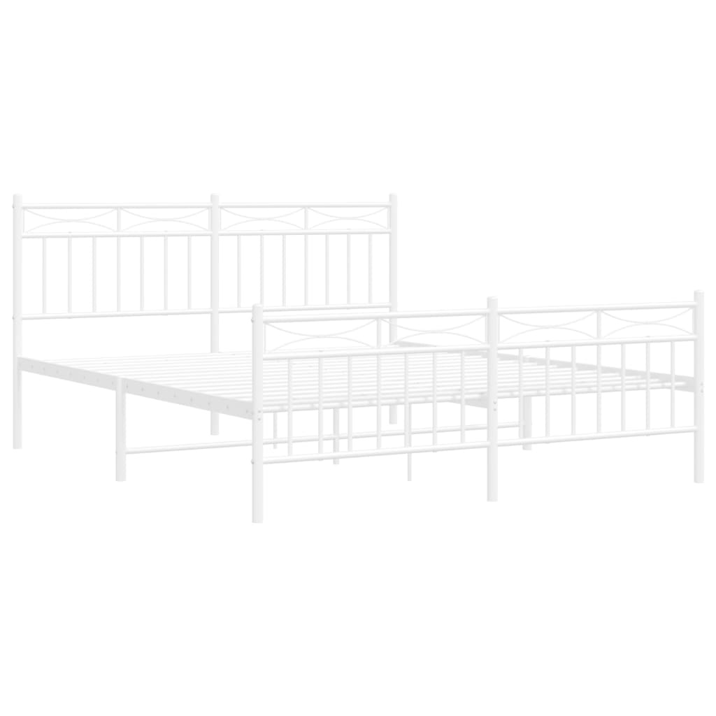 Metal Bed Frame without Mattress with Footboard White 59.1"x78.7"