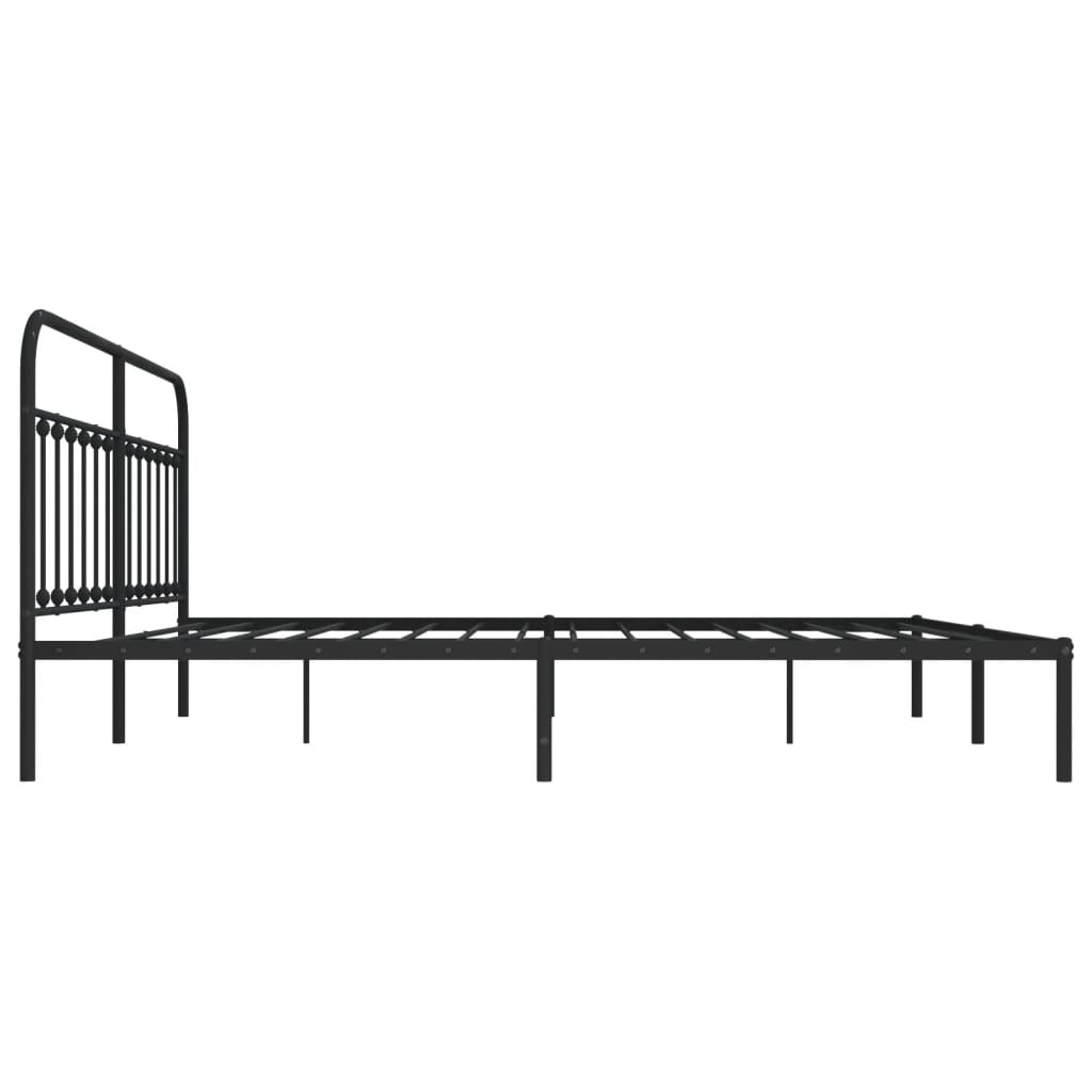 Metal Bed Frame without Mattress with Headboard Black 76"x79.9"