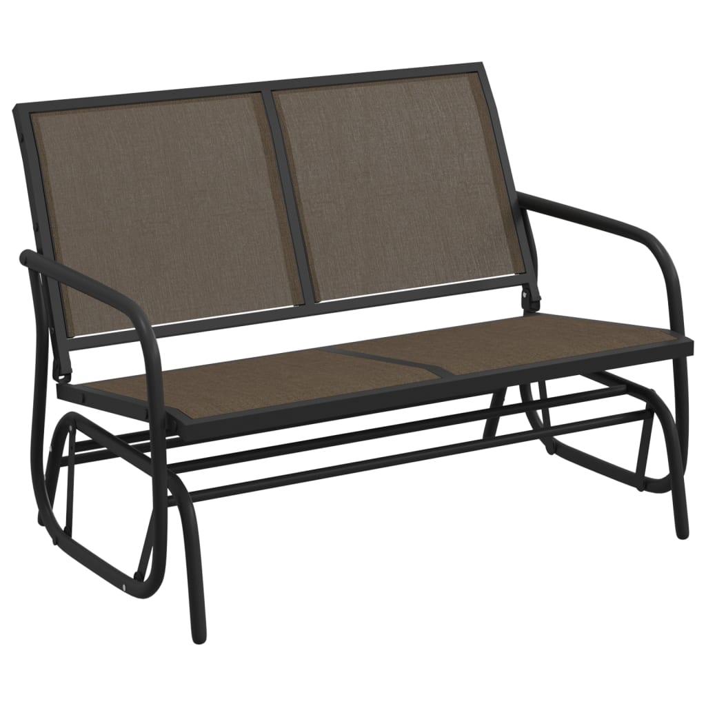 Garden Glider Bench Brown 47.4"x29.9"x34.1" Textilene&Steel