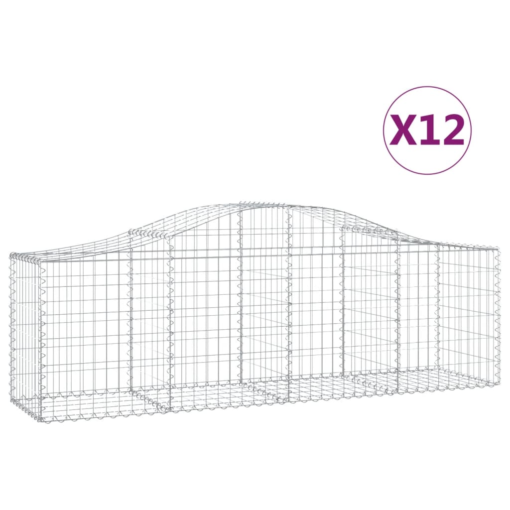 Arched Gabion Baskets 12 pcs 78.7"x19.7"x23.6"/31.5" Galvanized Iron