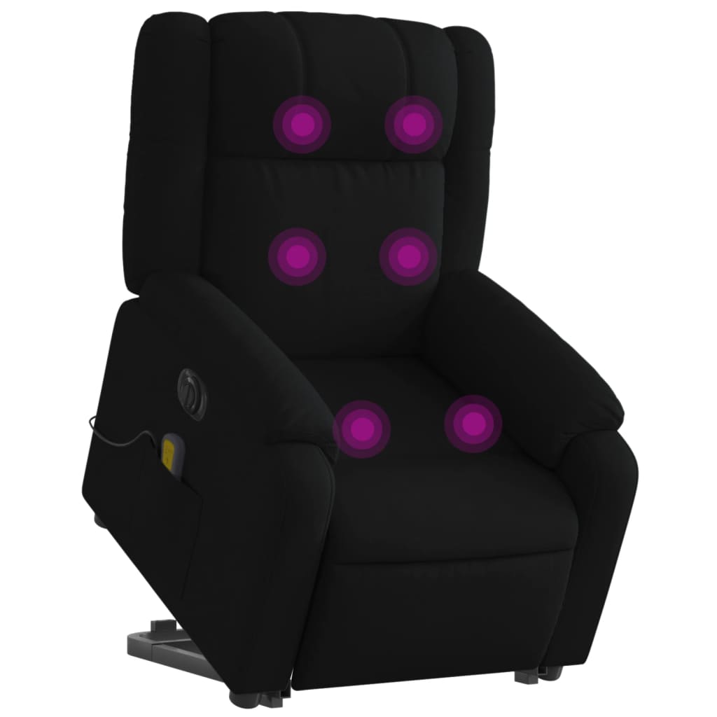 Electric Stand up Massage Recliner Chair Black Fabric