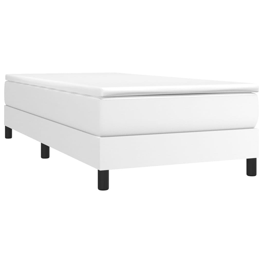 Bed Frame without Mattress White Twin XL Faux Leather (US Only)