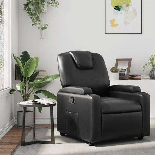 Recliner Chair Black Faux Leather