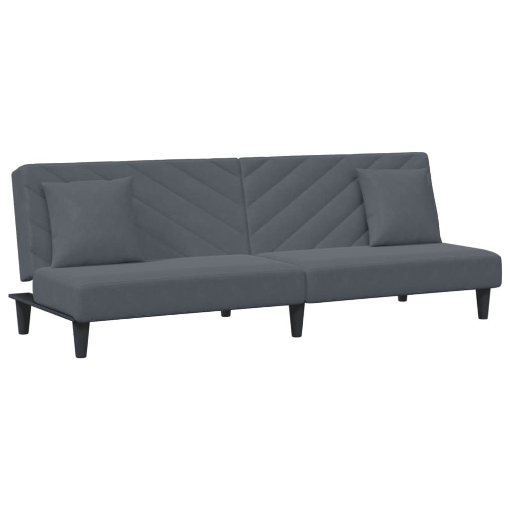 2 Piece Sofa Set with Pillows Dark Gray Velvet