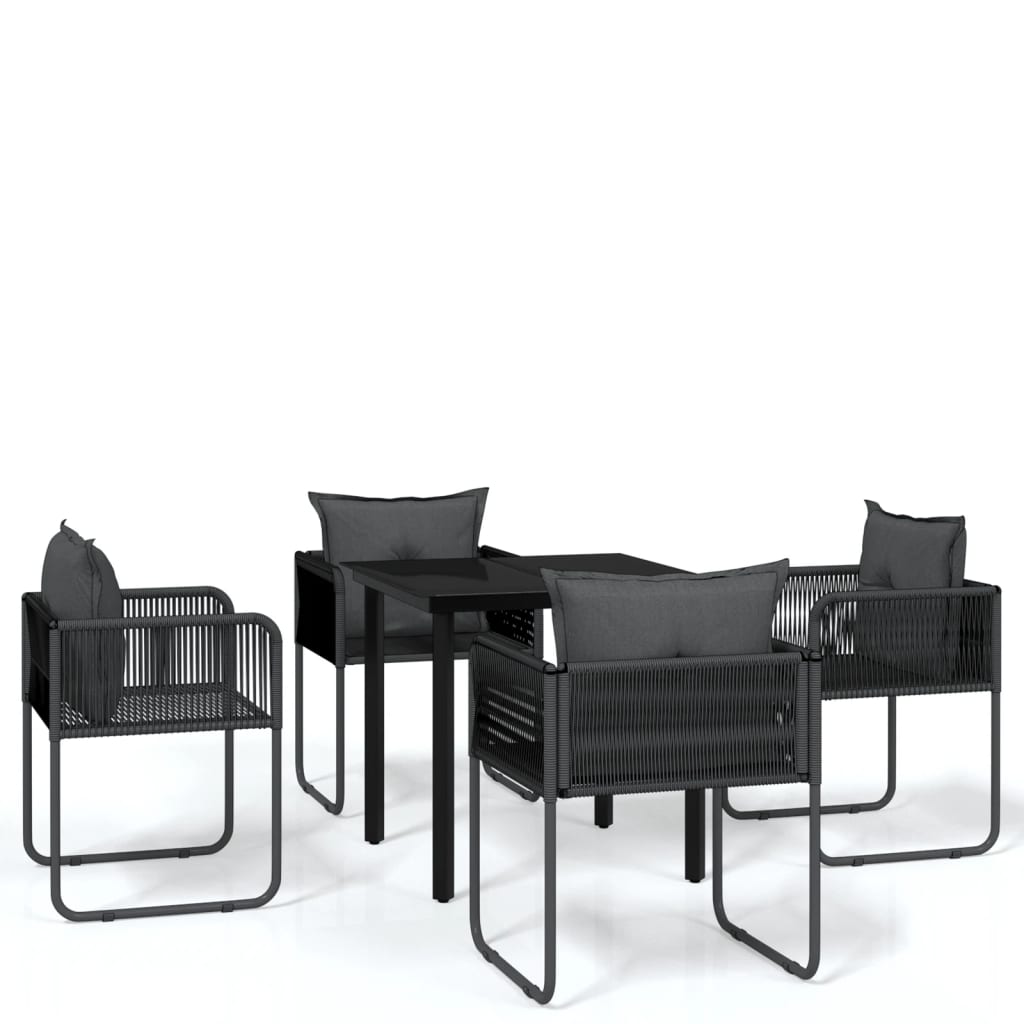 5 Piece Patio Dining Set Black