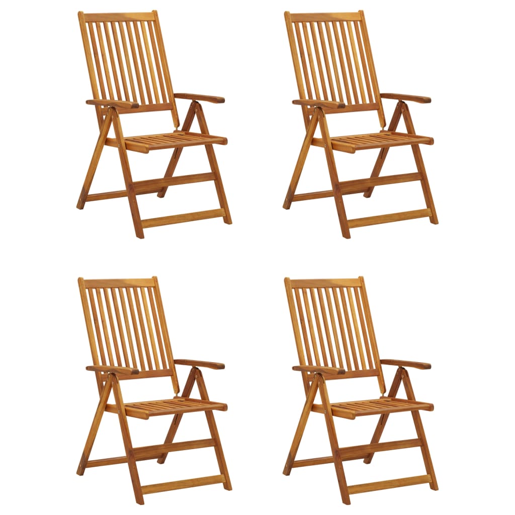 Patio Reclining Chairs 4 pcs with Cushions Solid Acacia Wood