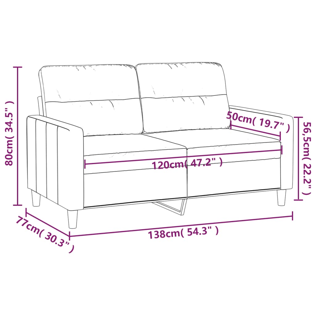 2-Seater Sofa Light Gray 47.2" Fabric