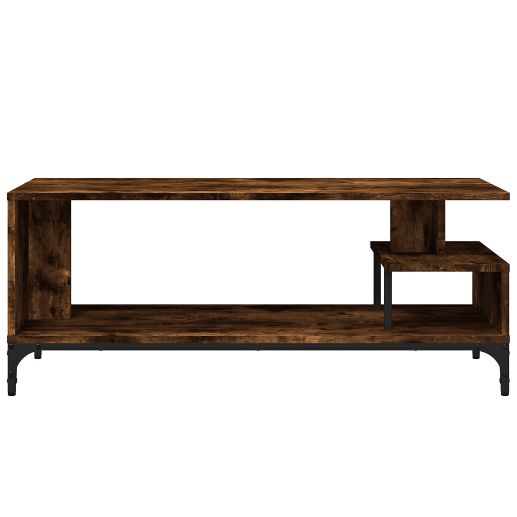 TV Stand Smoked Oak 40.2"x15.7"x16.1" Engineered Wood and Powder-coated Steel