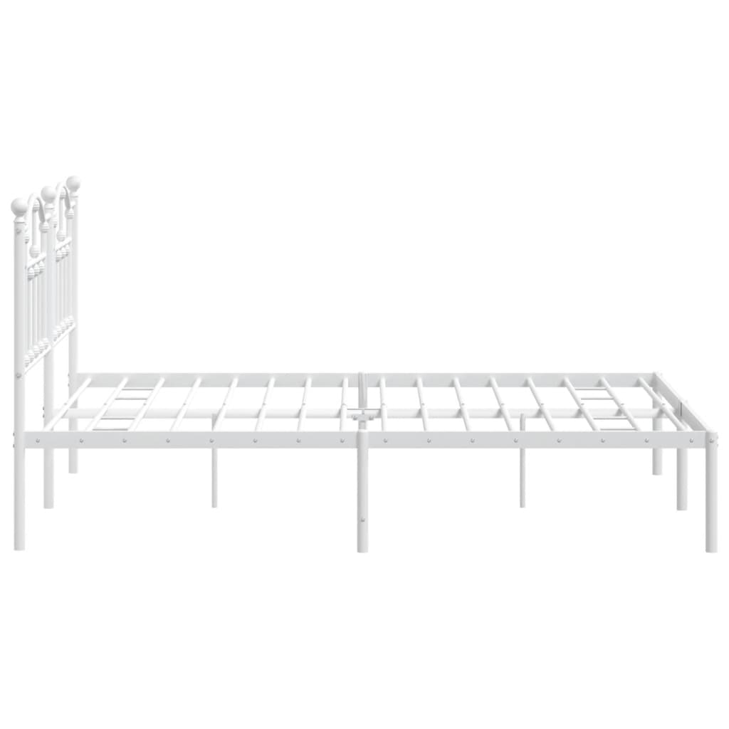 Metal Bed Frame without Mattress with Headboard White 53.1"x74.8"