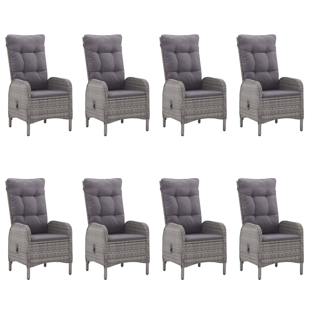 9 Piece Patio Dining Set Poly Rattan and Acacia Wood Gray