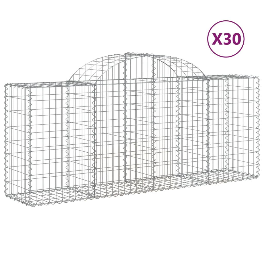 Arched Gabion Baskets 30 pcs 78.7"x19.7"x31.5"/39.4" Galvanized Iron