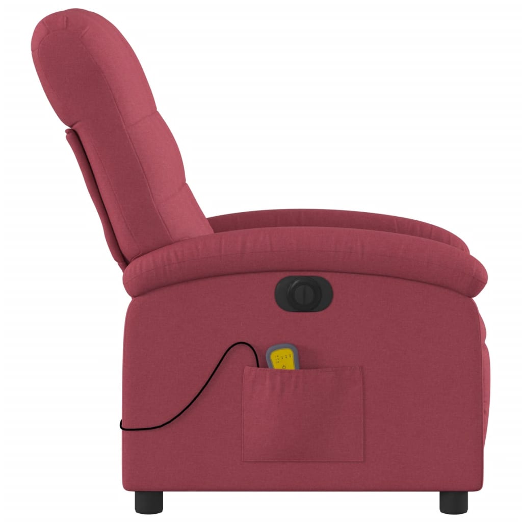 Electric Massage Recliner Chair Wine Red Fabric