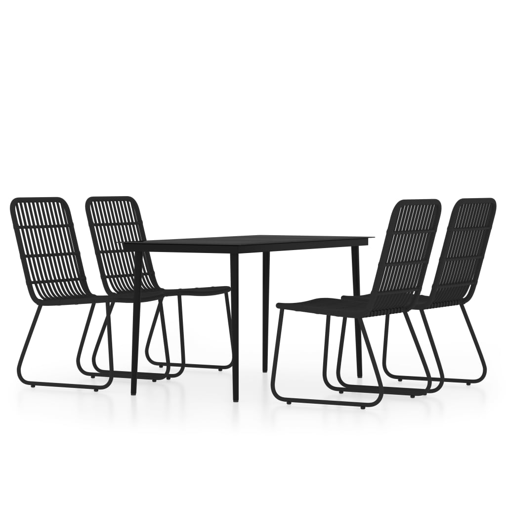 5 Piece Patio Dining Set Black