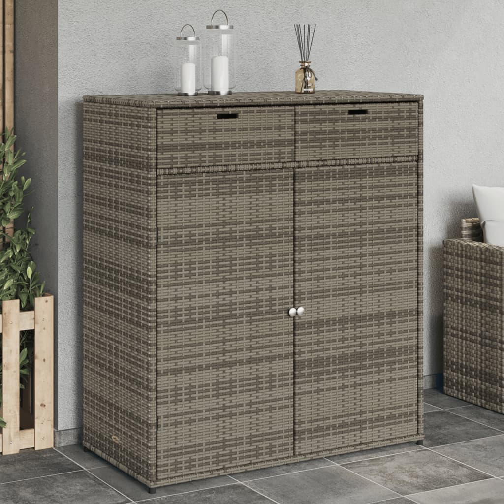 Patio Storage Cabinet Gray 41.3"x21.7"x44.5" Poly Rattan