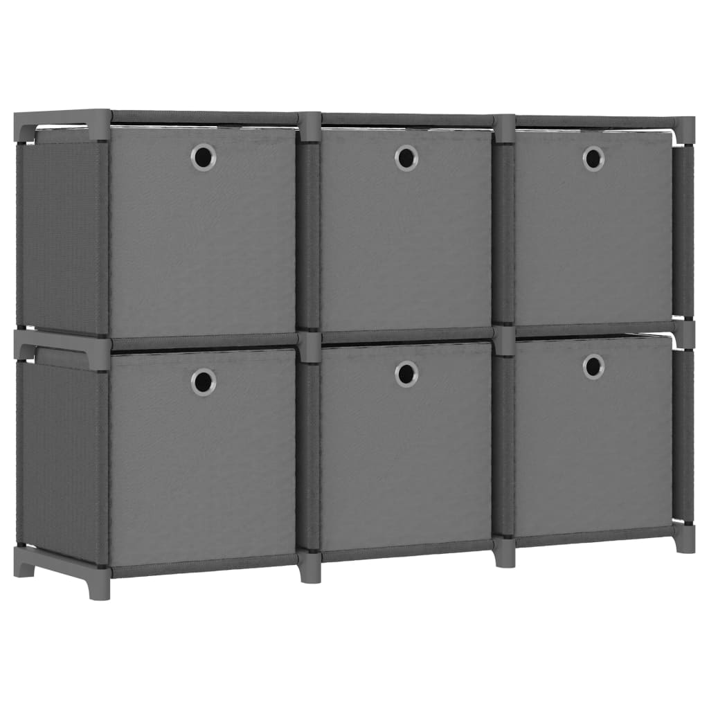 6-cube-display-shelf-with-boxes-gray-40-6-x11-8-x28-5-fabric At Willow and Wine USA!